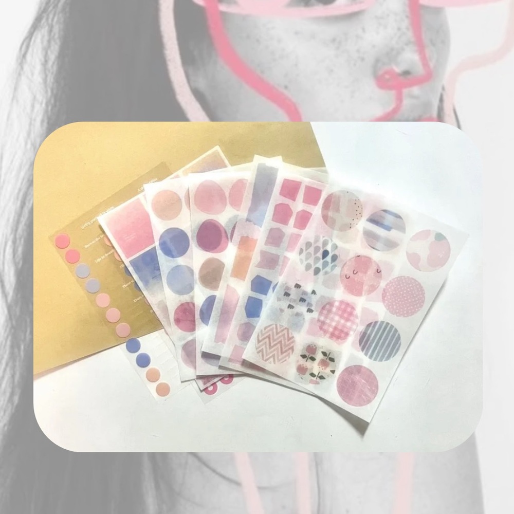 🎉 set of 8 aesthetic geometric & abstract PET sticker sheets